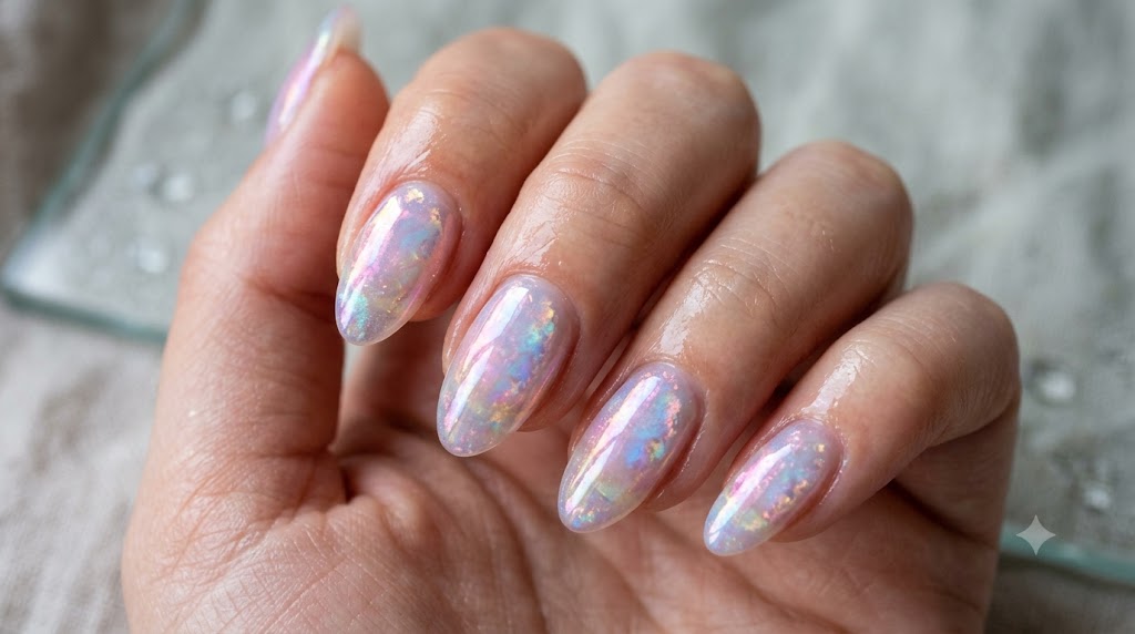 Opal Iridescent Bubble Soap Nails